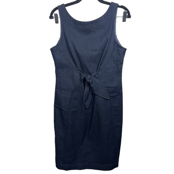 Anthropologie Holding Horses Clara Denim Tie Knot Sleeveless Dress 6 / Small - Picture 2 of 9